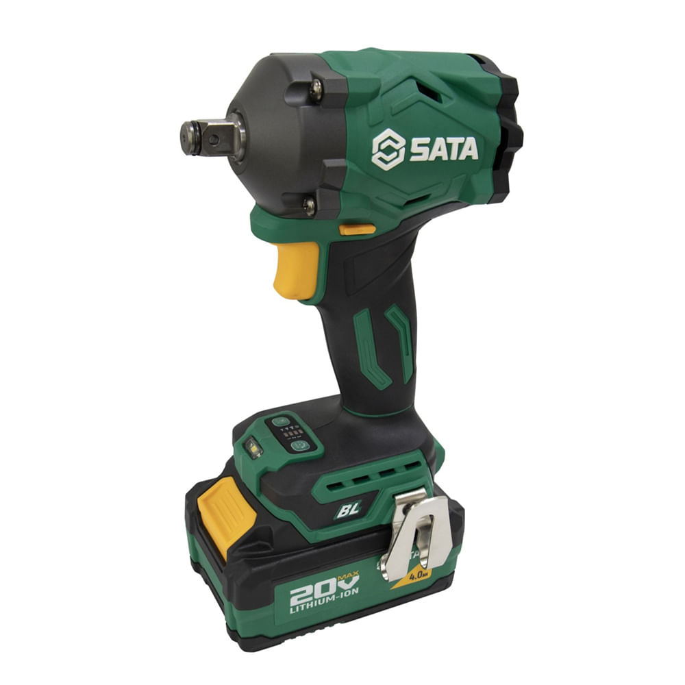 Llave Impacto -Sata- 1/2" 20V 400 Nm Velocidad Variable Sin Escobillas 2 Baterías 4a + Cargador  St151073